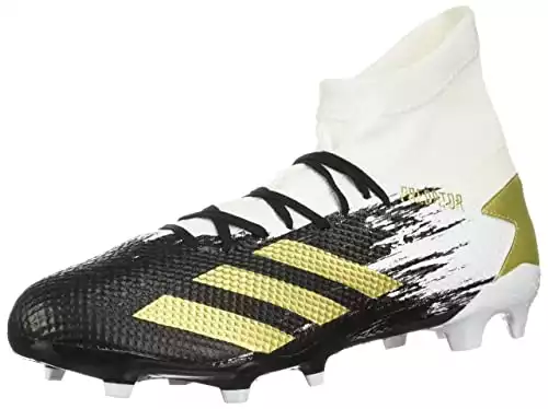adidas mens Predator 20.3 Firm Ground Soccer Shoe, White/Gold Metallic/Black, 9 US