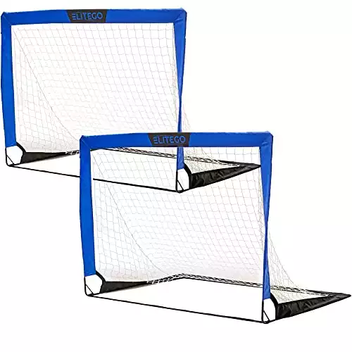 EliteGo Portable Soccer Goal | Instant Pop Up Net | Fiberglass Poles, Sets of 2