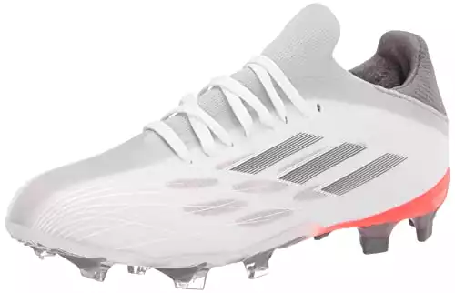 adidas unisex adult X Speedflow.2 Firm Ground Soccer Shoe, White/Iron Metallic/Solar Red, 13 Women Men US