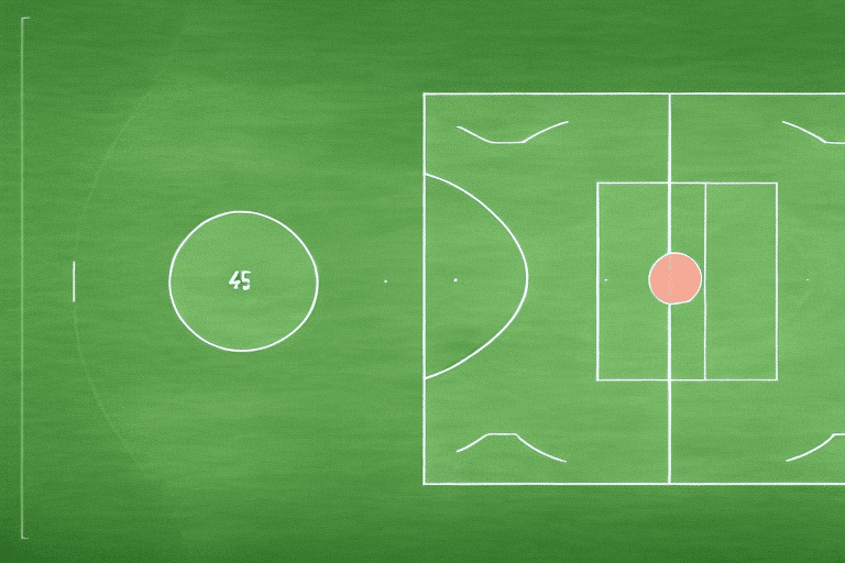 A soccer field with the 4-4-2 formation marked out