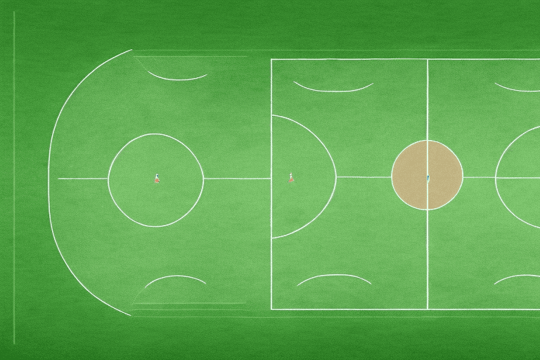 A soccer field with the 4-3-3 formation marked out
