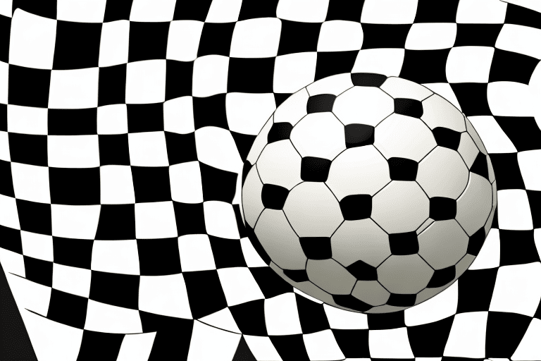 A soccer ball with a checkerboard pattern on it