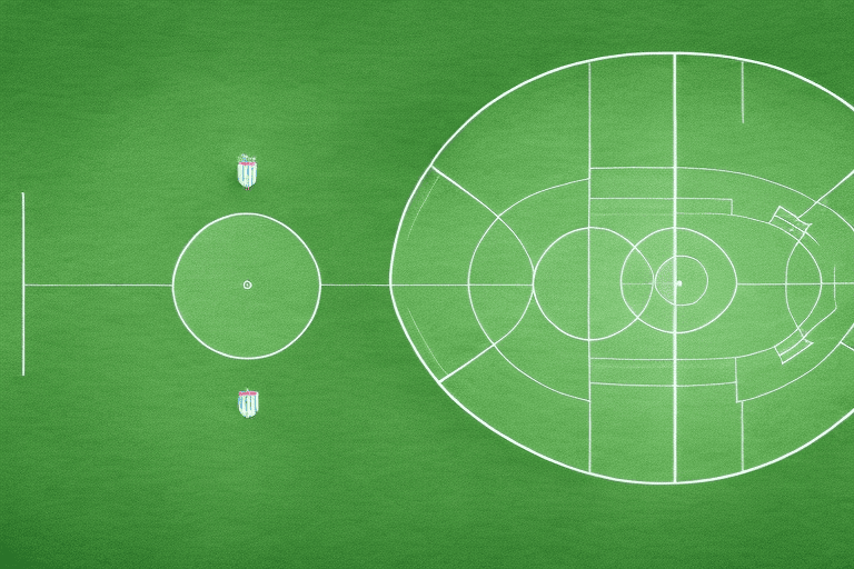 A soccer field with the dimensions and markings clearly visible